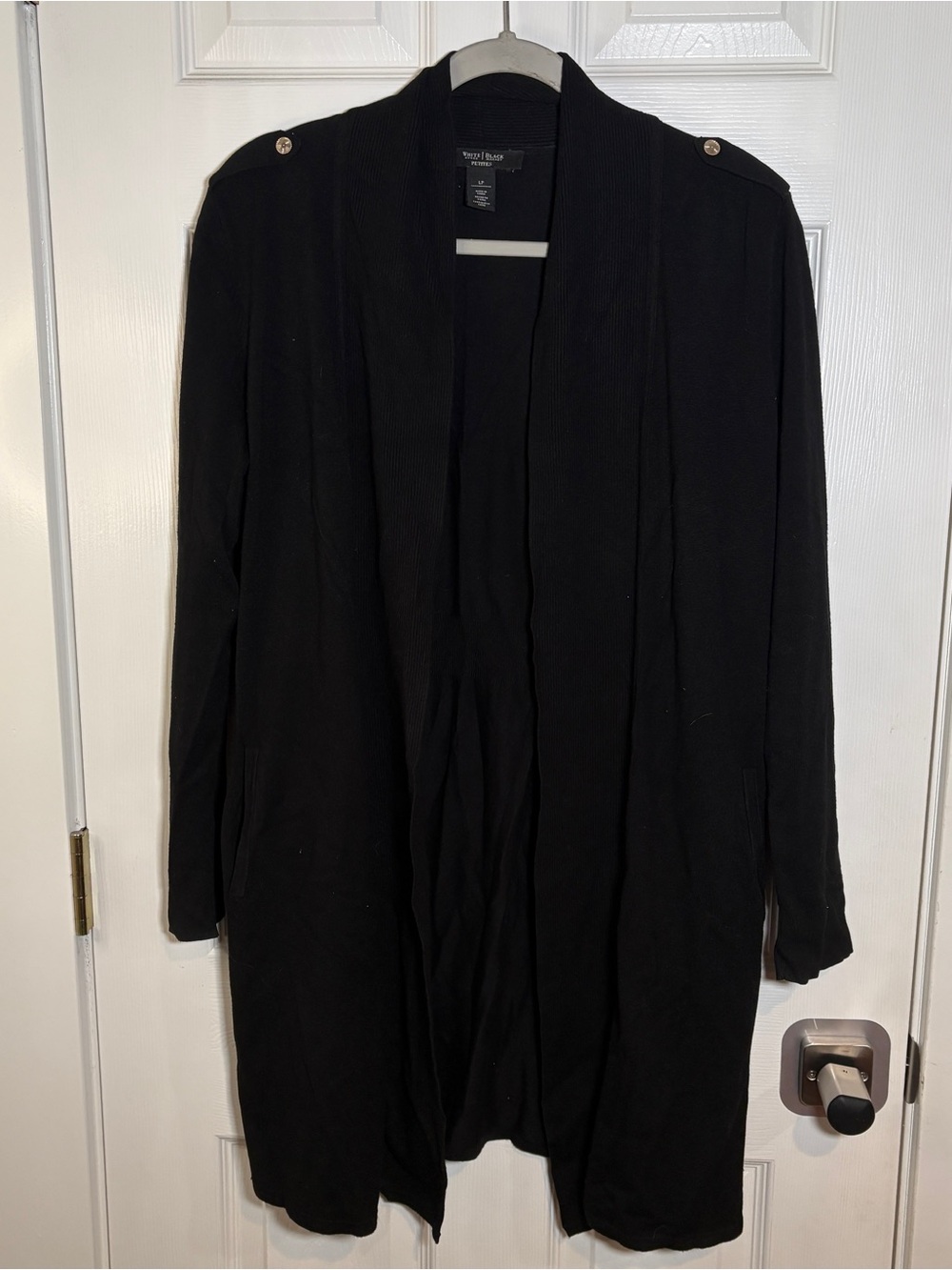 WHBM Black Ribbed Open Front Duster Cardigan LP